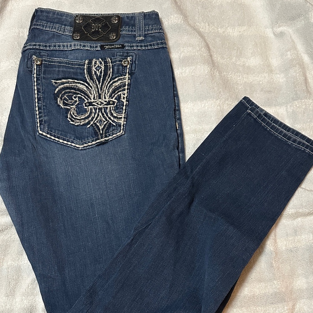 Miss Me Dark Blue Skinny Jeans with Embroidery